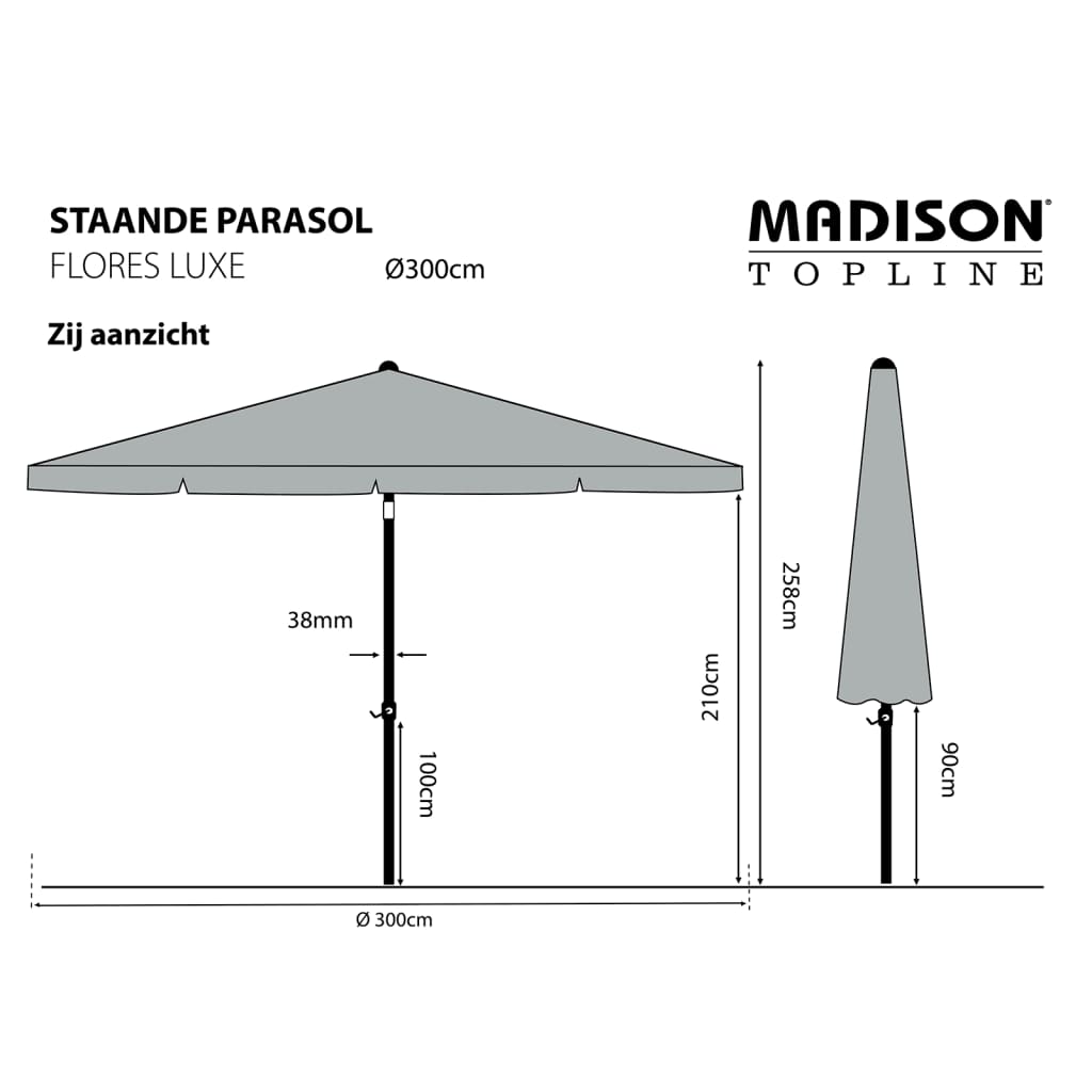 Trädgårdsparasoll Flores Lux 300 cm rund ecru