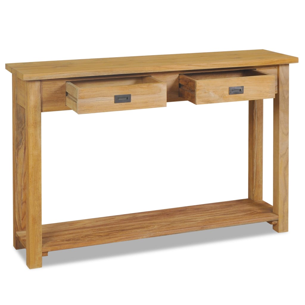 Konsolbord i massiv teak 120x30x80 cm