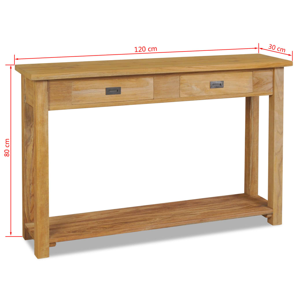 Konsolbord i massiv teak 120x30x80 cm