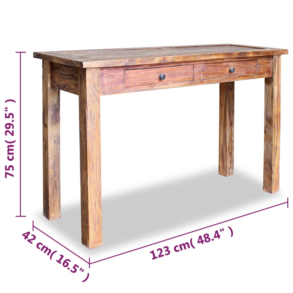 Konsolbord massivt mahognyträ 123x42x75 cm