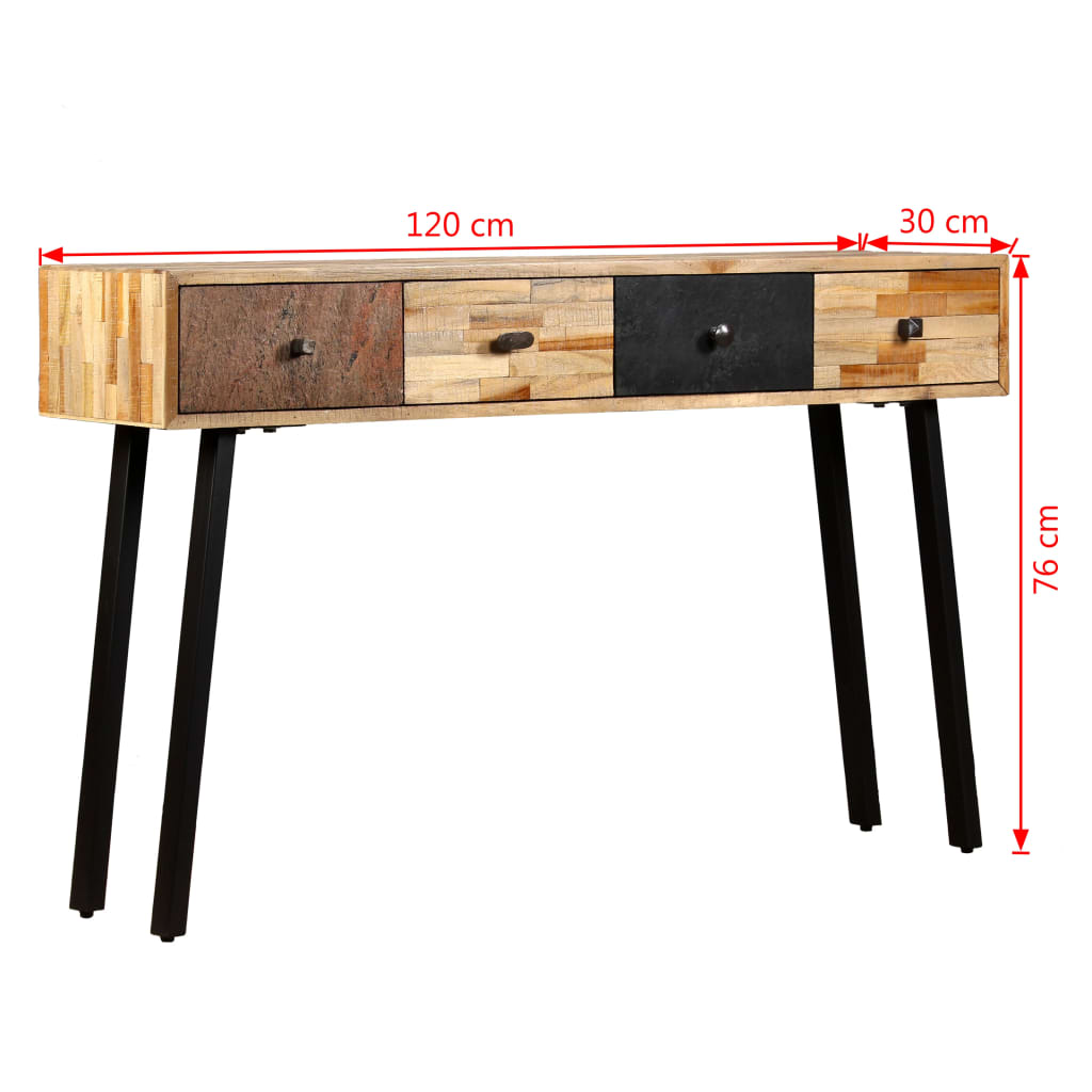 Konsolbord massivt återvunnet teakträ 120x30x76 cm