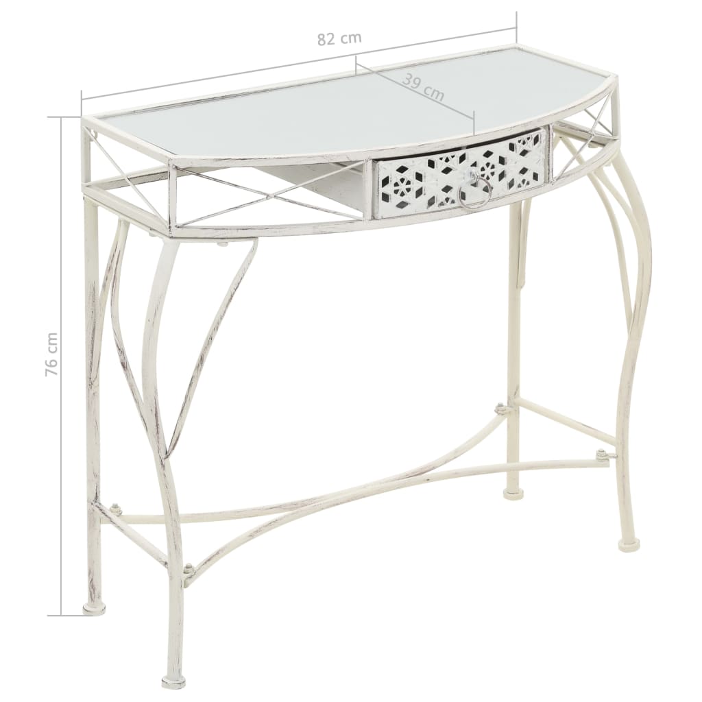 Sidobord fransk stil metall 82x39x76 cm vit