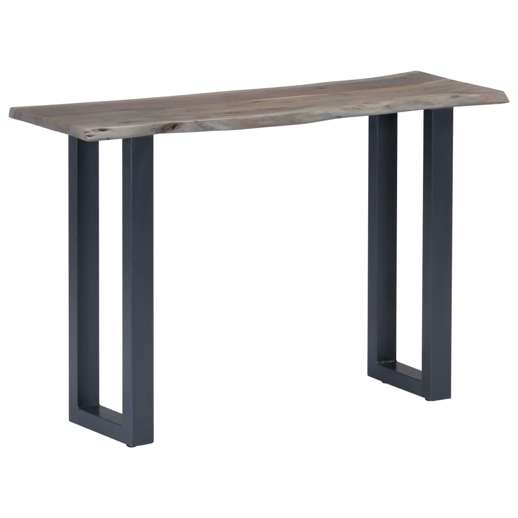 Konsolbord grå 115x35x76 cm massivt akaciaträ och järn