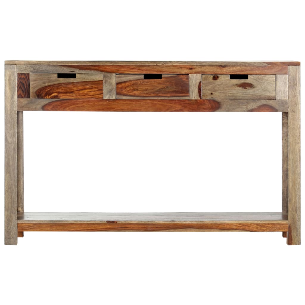 Avlastningsbord med 3 lådor 120x30x75 cm massivt sheshamträ