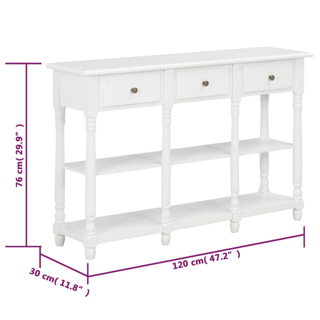 Konsolbord vit 120x30x76 cm MDF