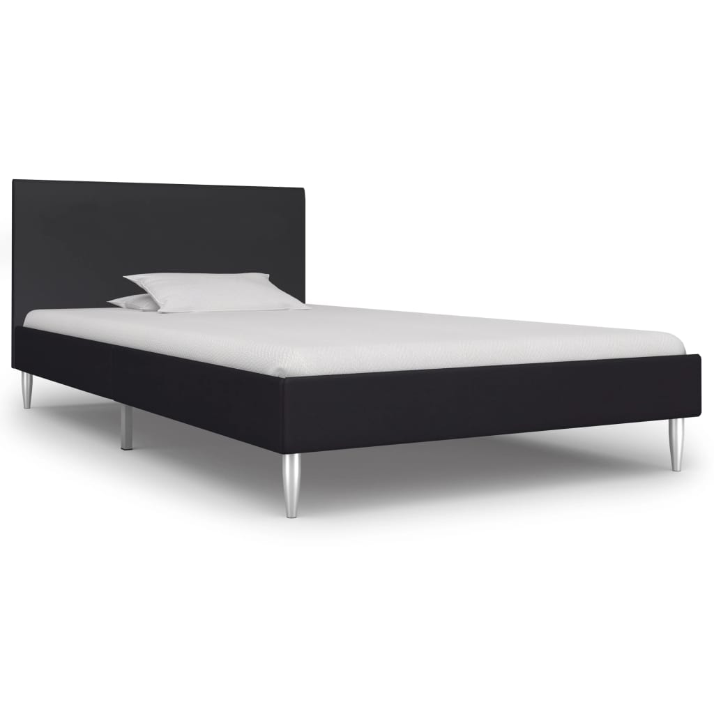 Sängram utan madrass svart tyg 90x200 cm