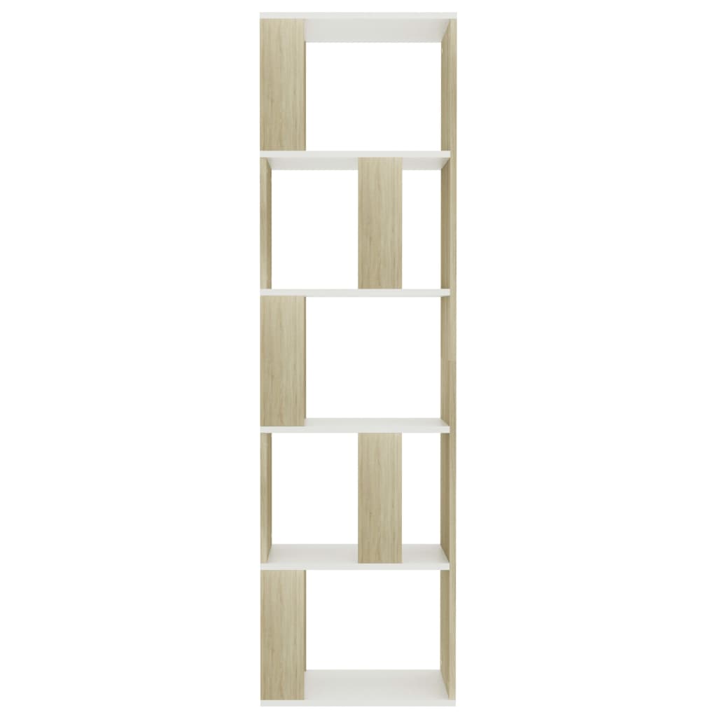 Bokhylla/Rumsavdelare vit och sonoma-ek 45x24x159 cm