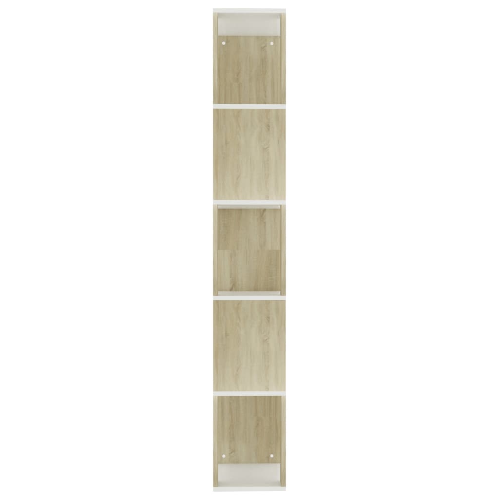 Bokhylla/Rumsavdelare vit och sonoma-ek 45x24x159 cm