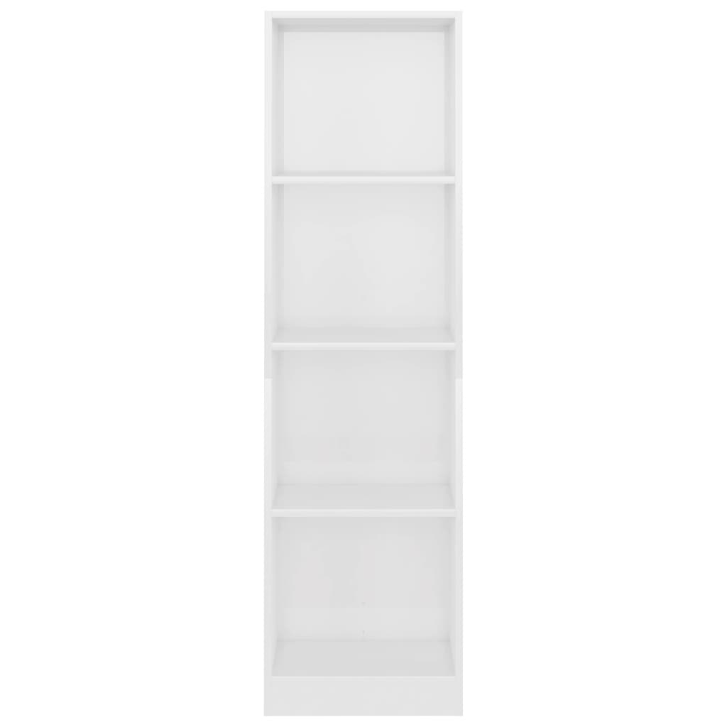 Bokhylla 4 hyllor vit högglans 40x24x142 cm konstruerat trä