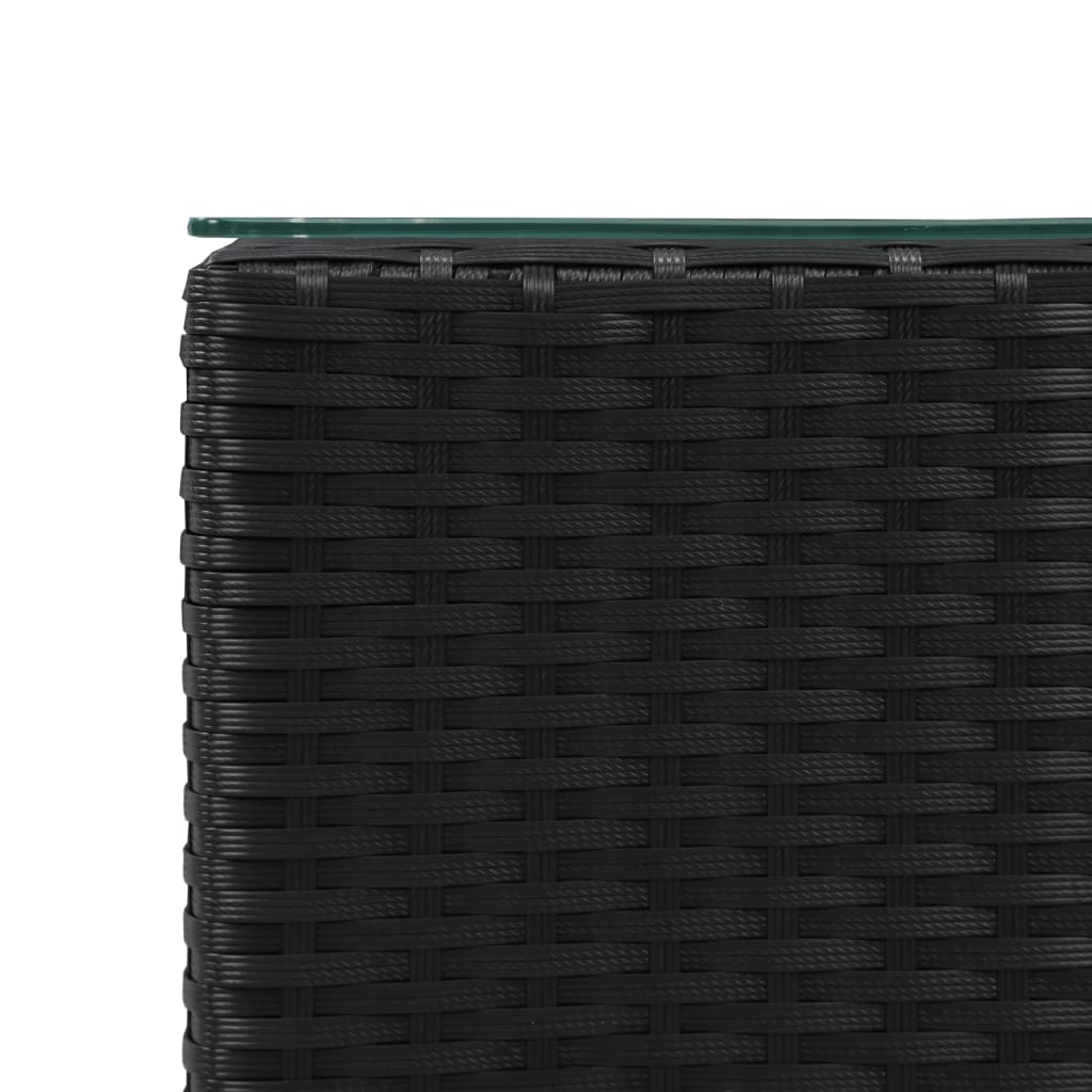 Sidobord 3 delar med glasskiva svart konstrotting