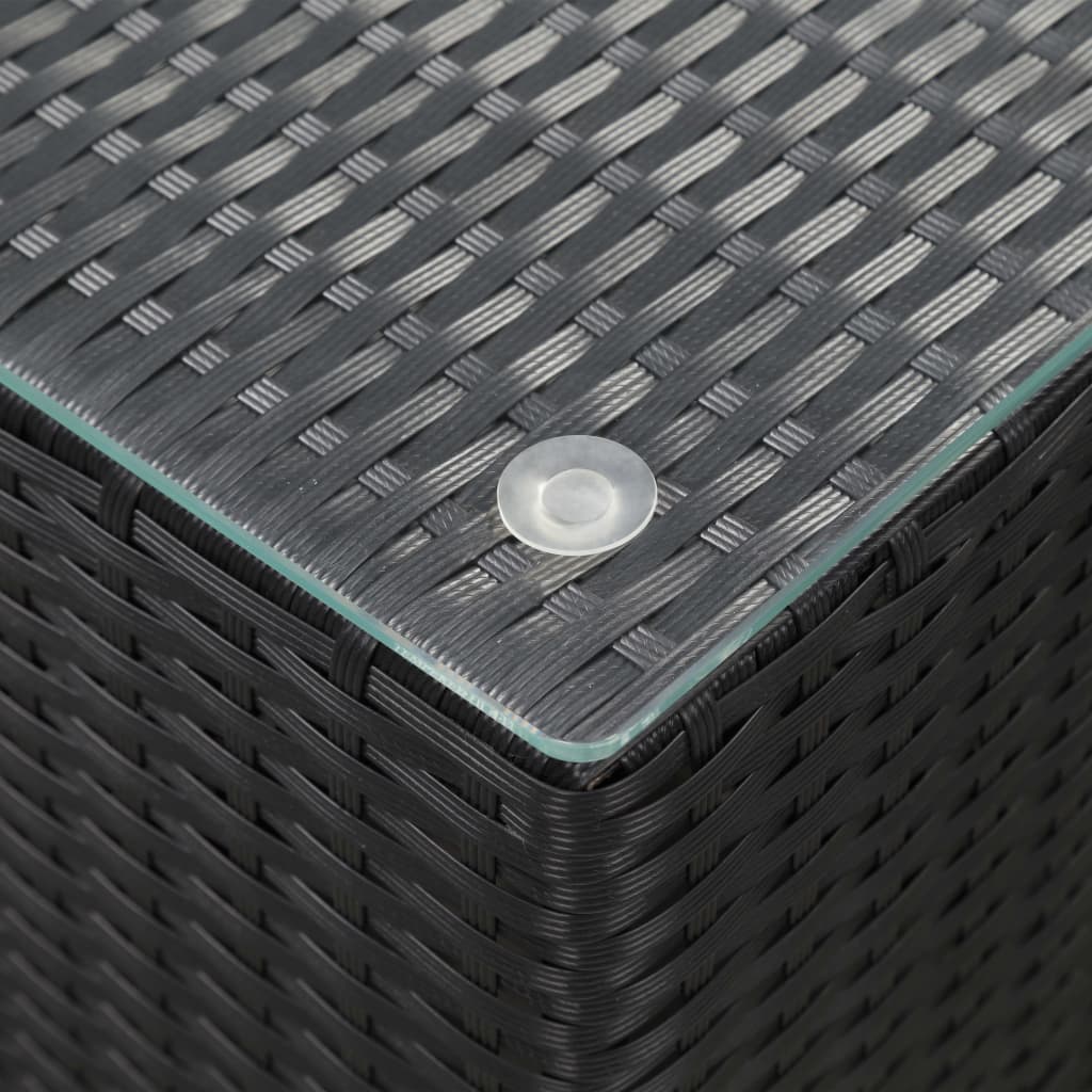 Sidobord 3 delar med glasskiva svart konstrotting