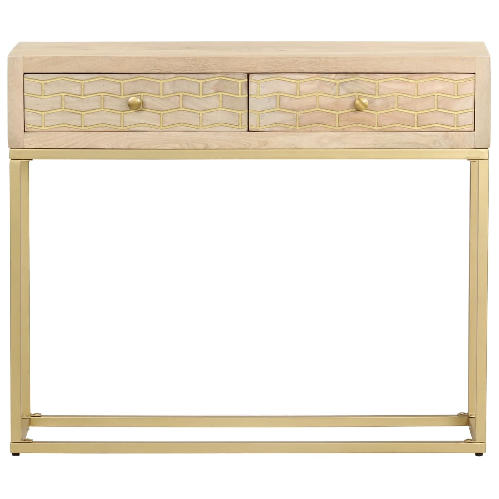 Avlastningsbord guld 90x30x75 cm massivt mangoträ