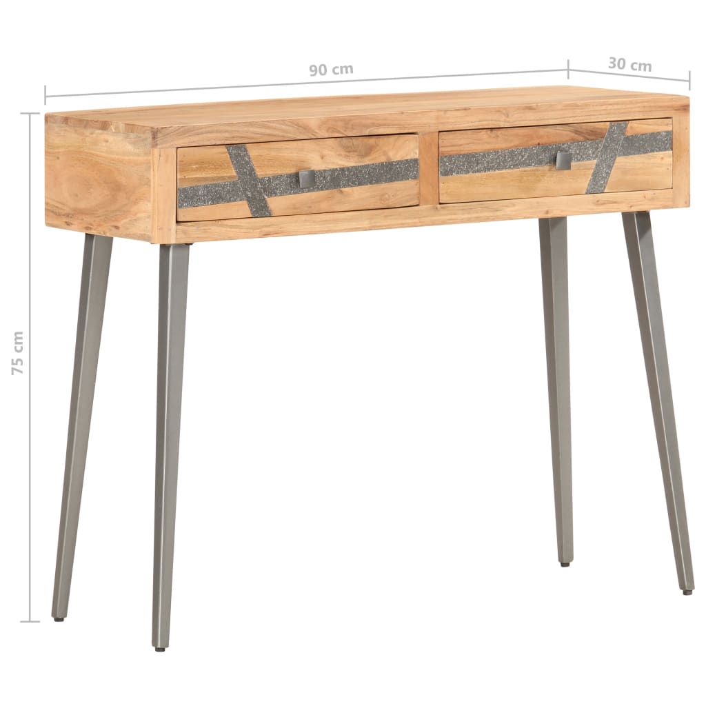 Konsolbord 90x30x75 cm massivt akaciaträ