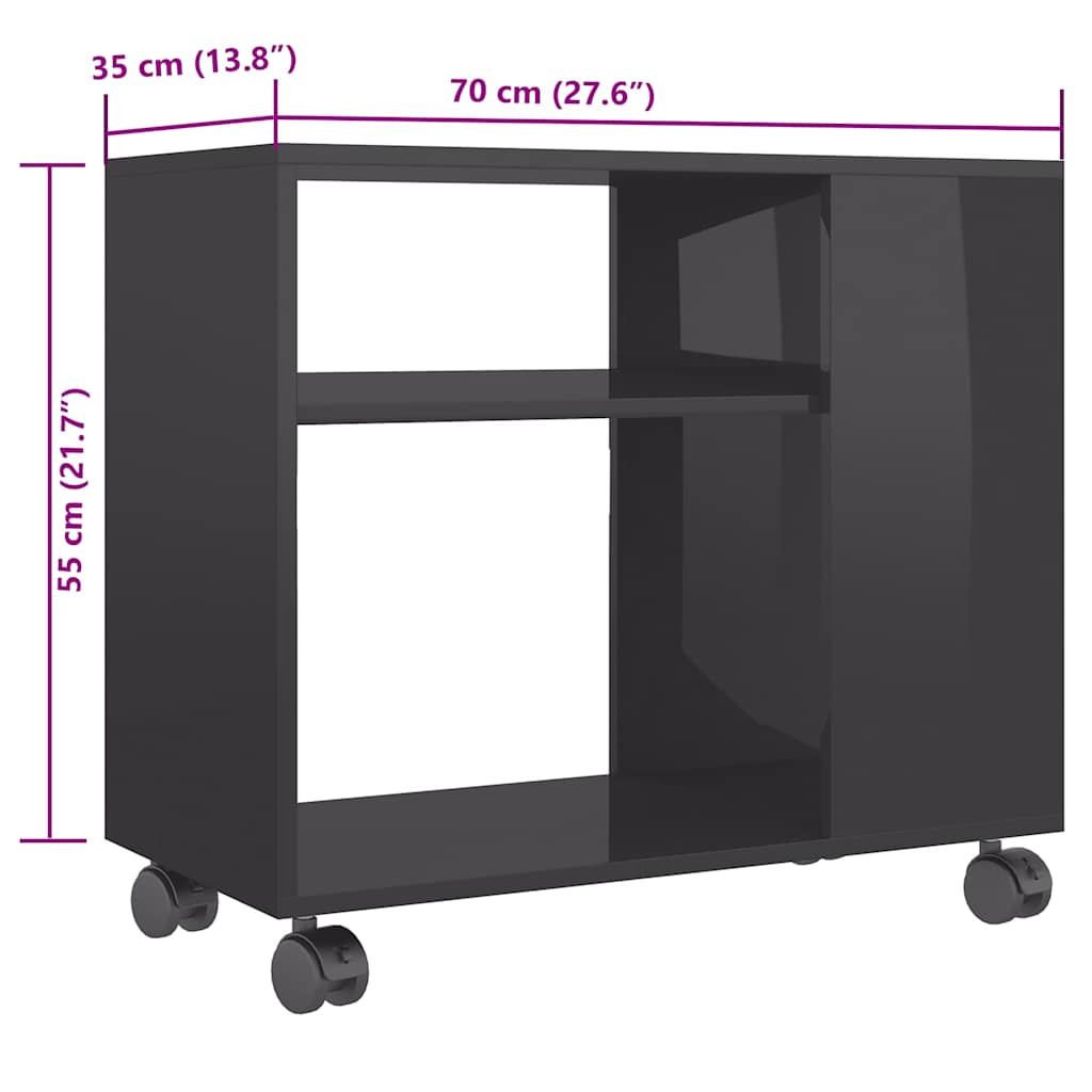 Sidobord grå högglans 70x35x55 cm konstruerat trä