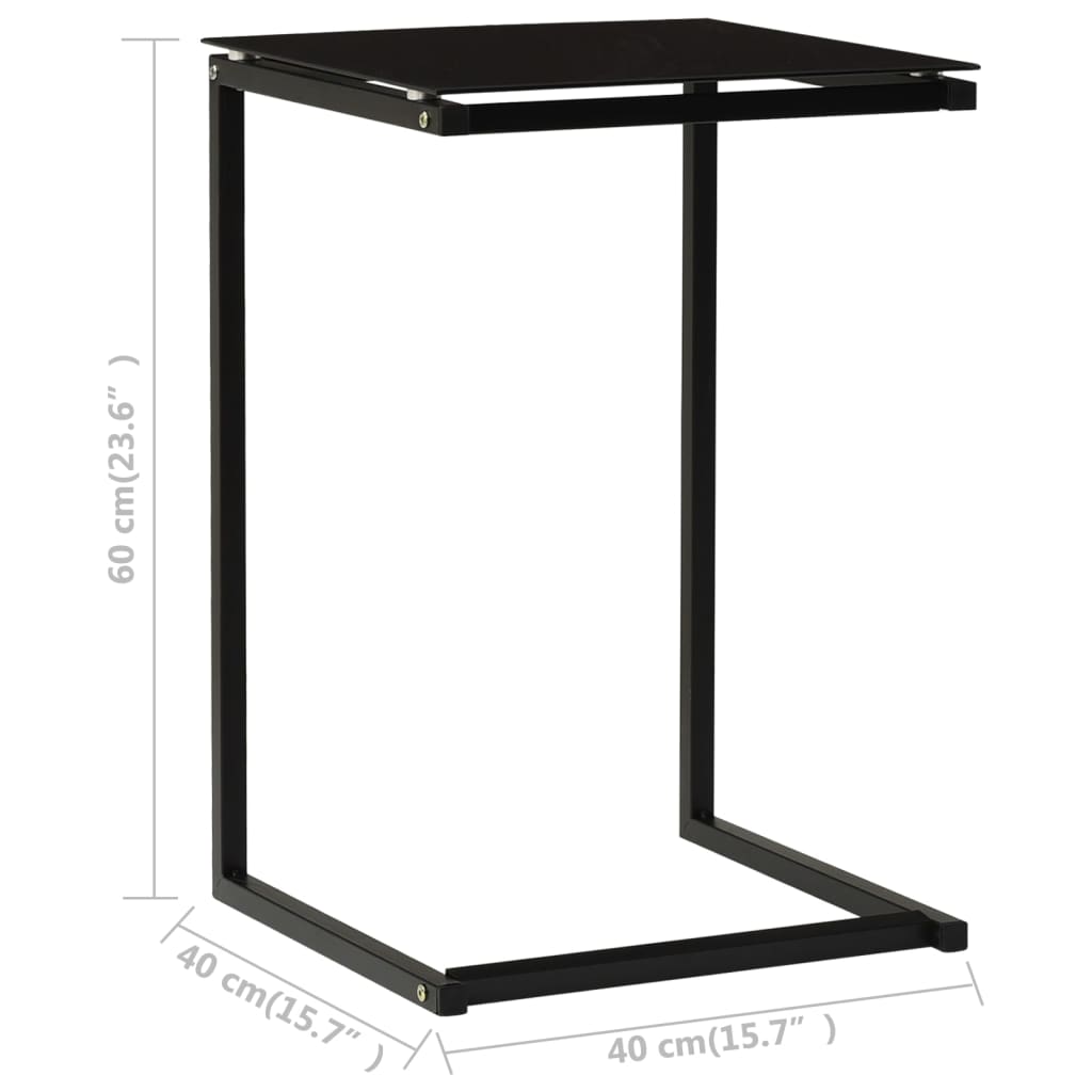 Sidobord svart 40x40x60 cm härdat glas