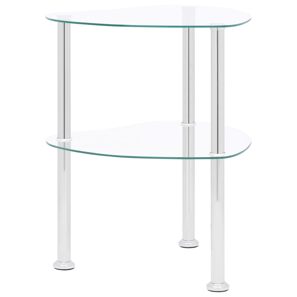 Sidobord med 2 hyllplan genomskinligt 38x38x50 cm härdat glas