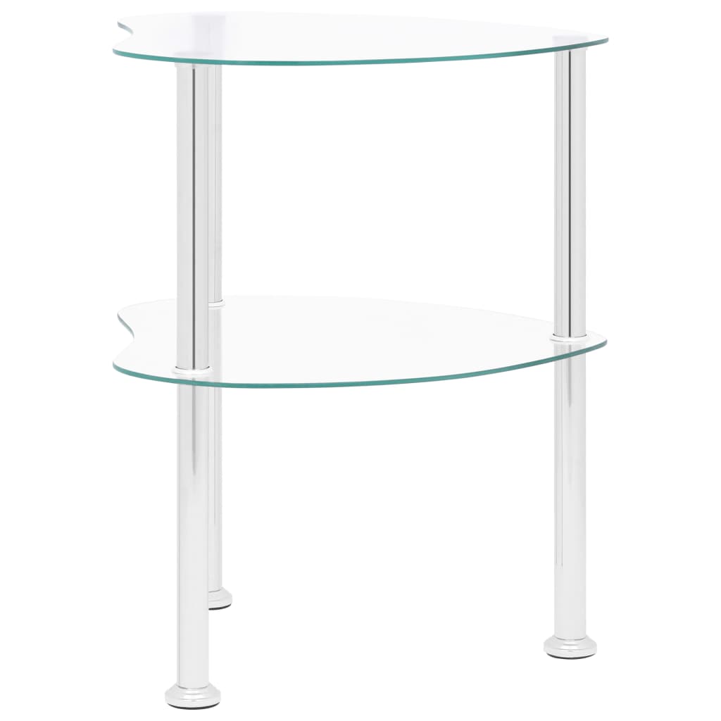 Sidobord med 2 hyllplan genomskinligt 38x38x50 cm härdat glas