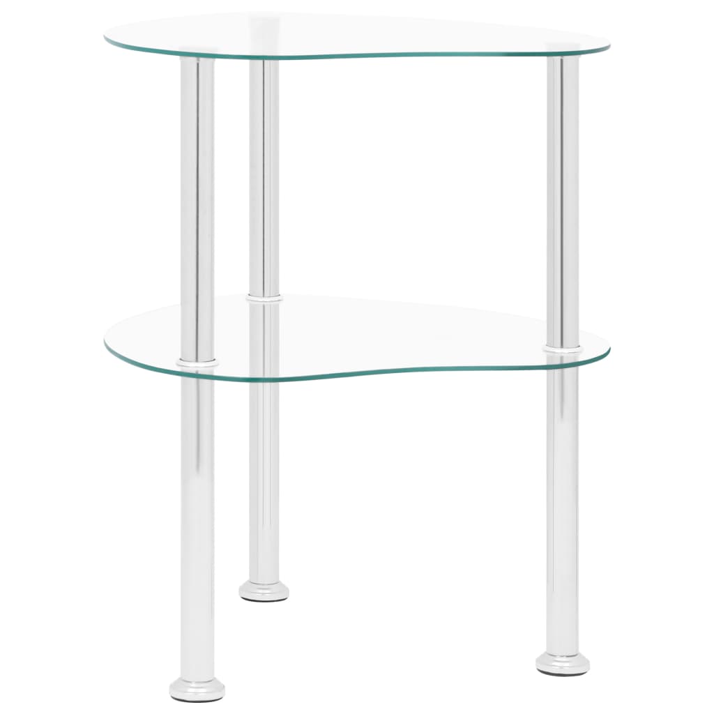 Sidobord med 2 hyllplan genomskinligt 38x38x50 cm härdat glas