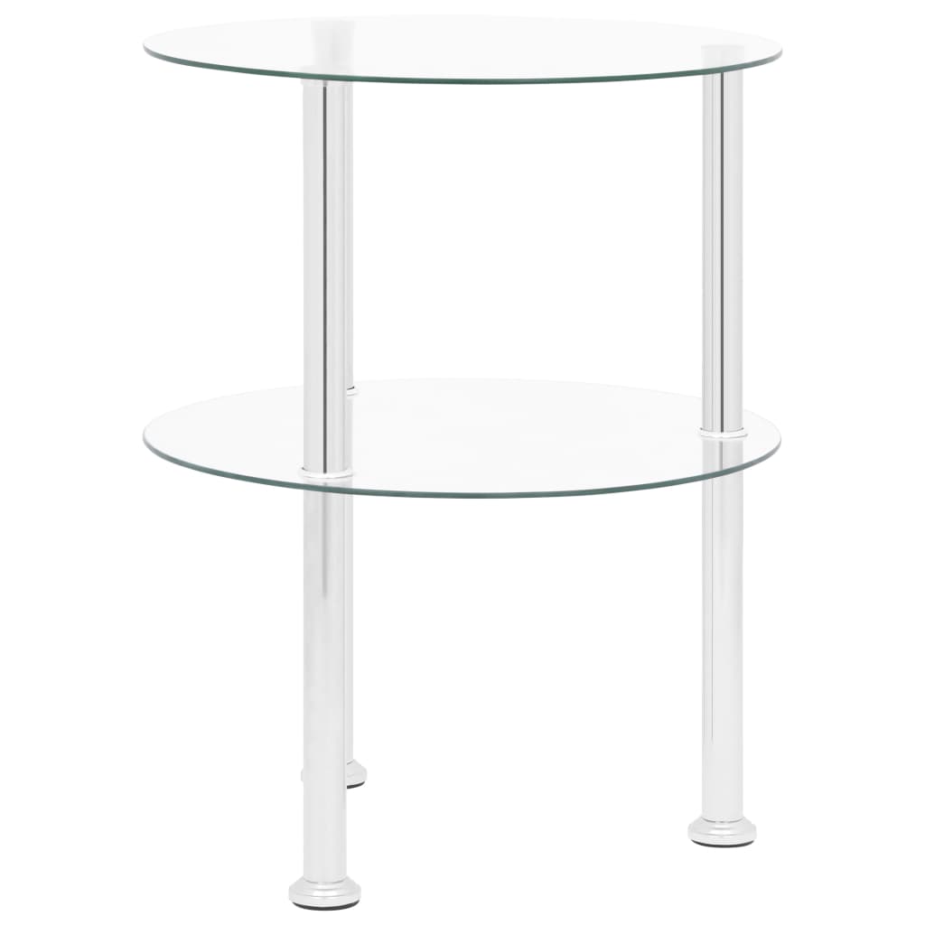 Sidobord med 2 hyllplan genomskinligt 38 cm härdat glas