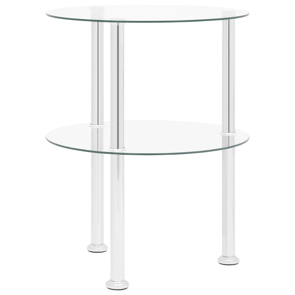 Sidobord med 2 hyllplan genomskinligt 38 cm härdat glas