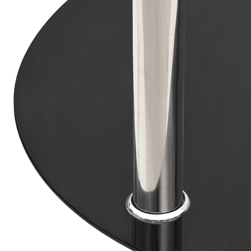 Sidobord med 2 hyllplan genomskinligt & svart 38 cm härdat glas