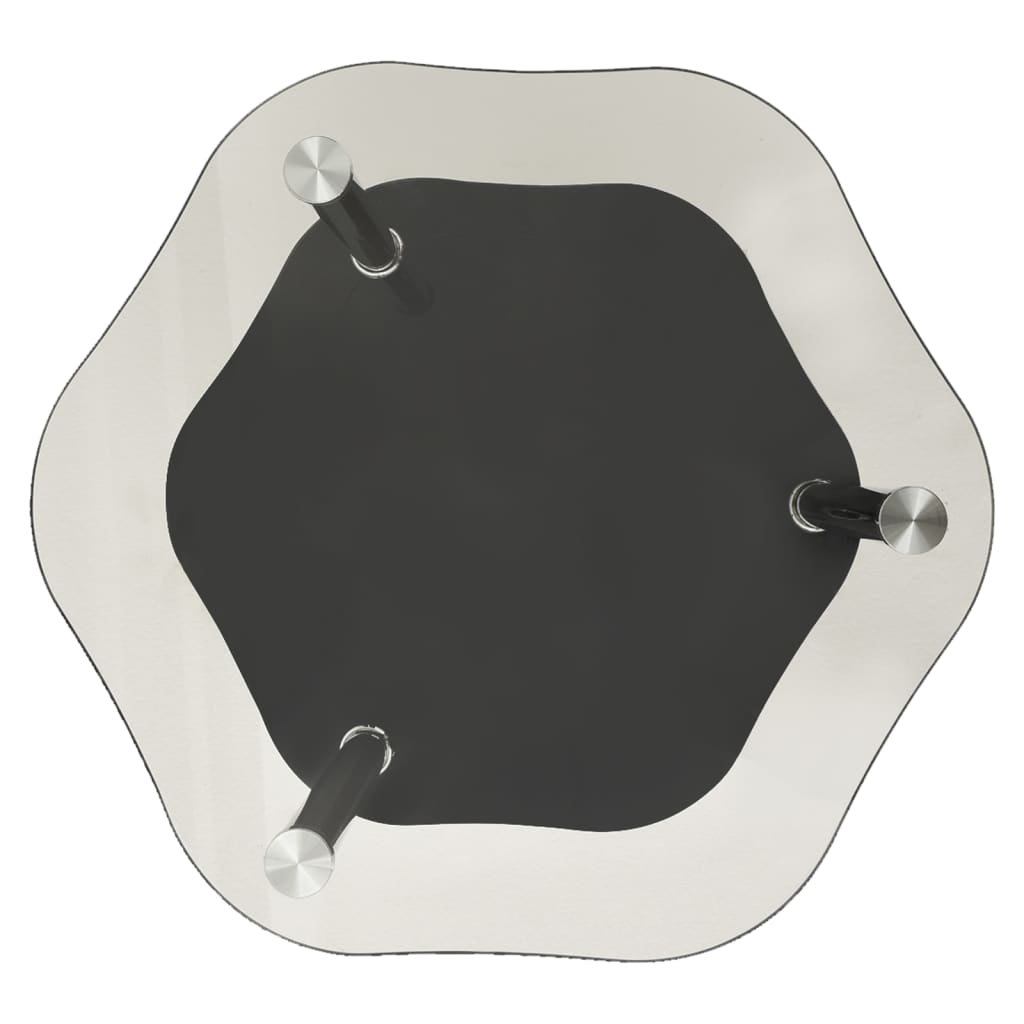 Sidobord med 2 hyllor transparent/svart 38x38x50 cm härdat glas