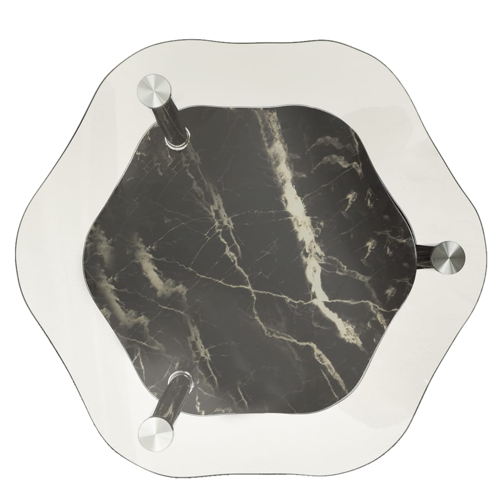 Sidobord med 2 hyllor transparent/svart 38x38x50 cm härdat glas