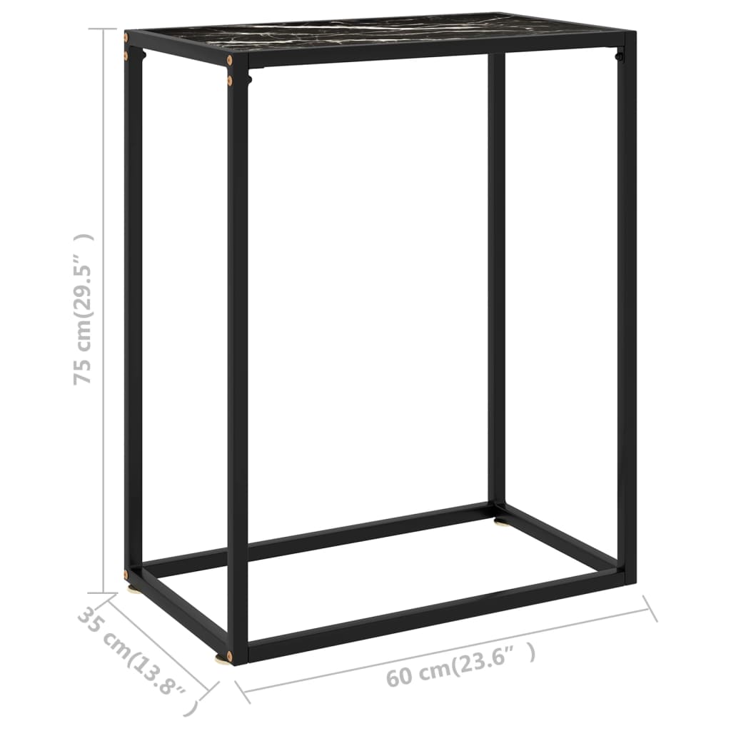 Konsolbord svart 60x35x75 cm härdat glas