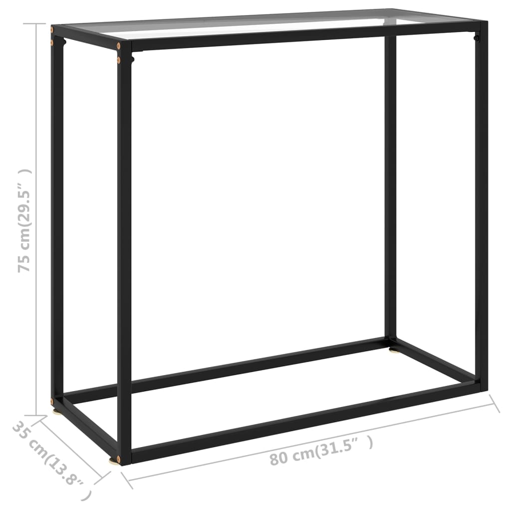Konsolbord transparent 80x35x75 cm härdat glas