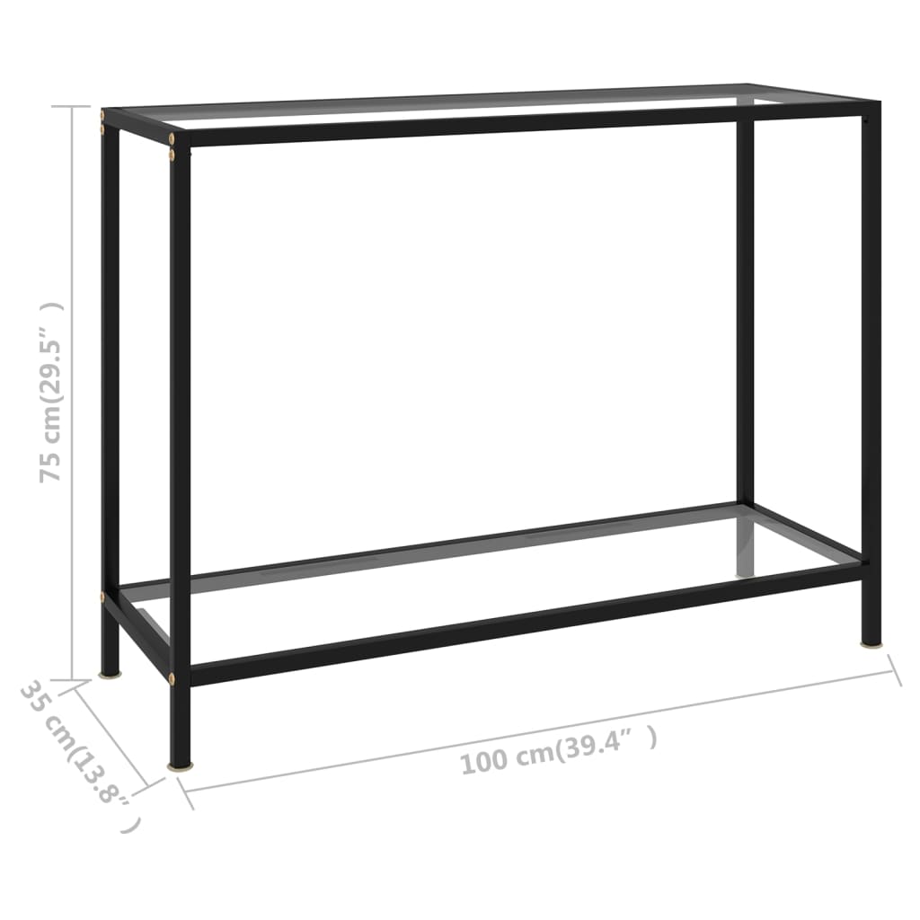 Konsolbord transparent 100x35x75 cm härdat glas