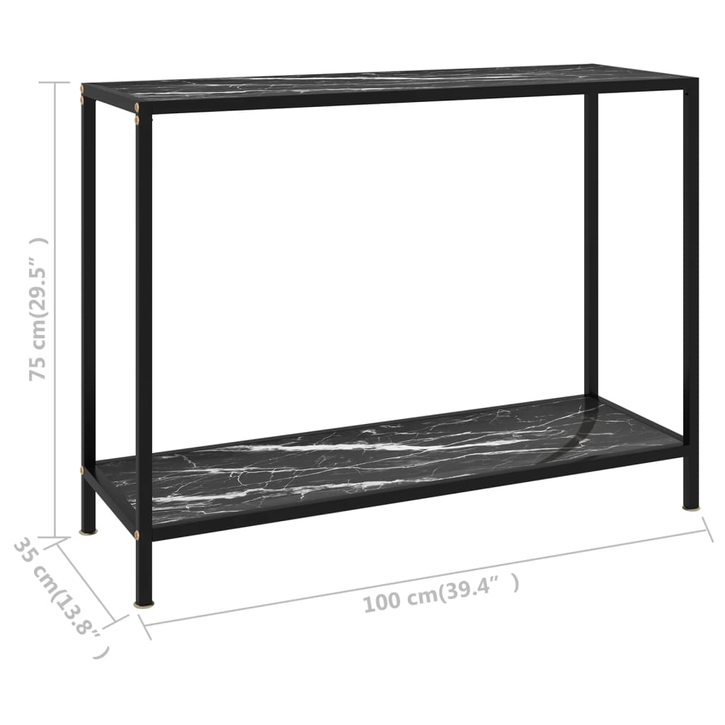 Konsolbord svart 100x35x75 cm härdat glas