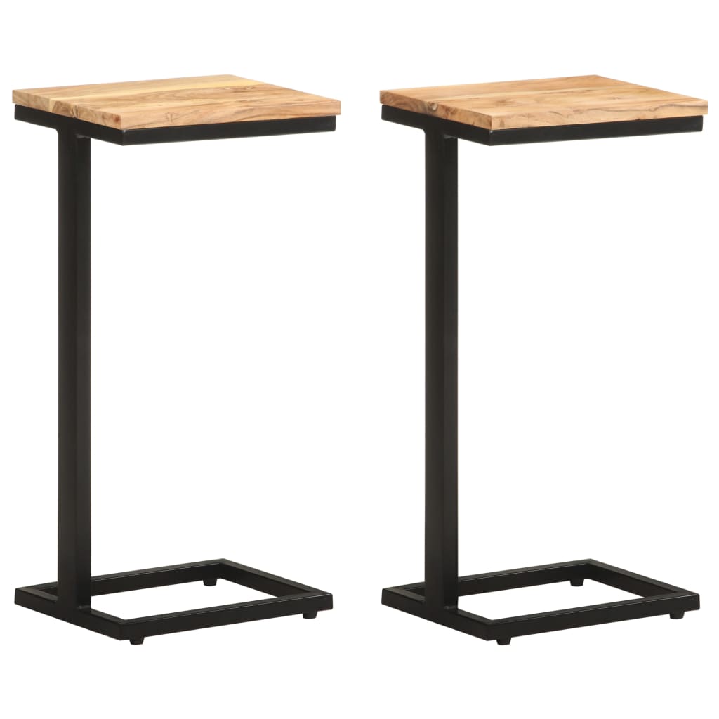 Sidobord 2 st 31,5x24,5x64,5 massivt akaciaträ