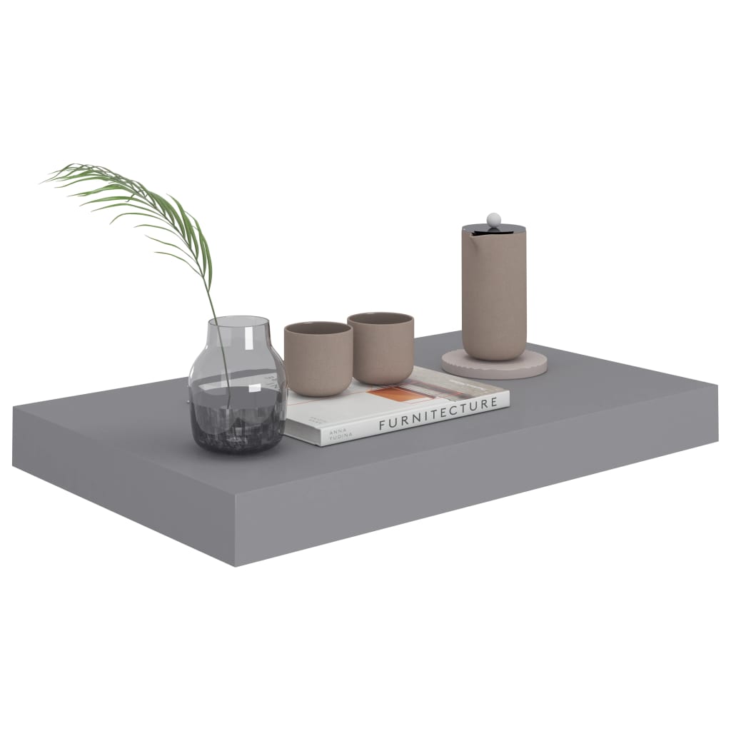 Svävande vägghyllor 2 st grå 40x23x3,8 cm MDF