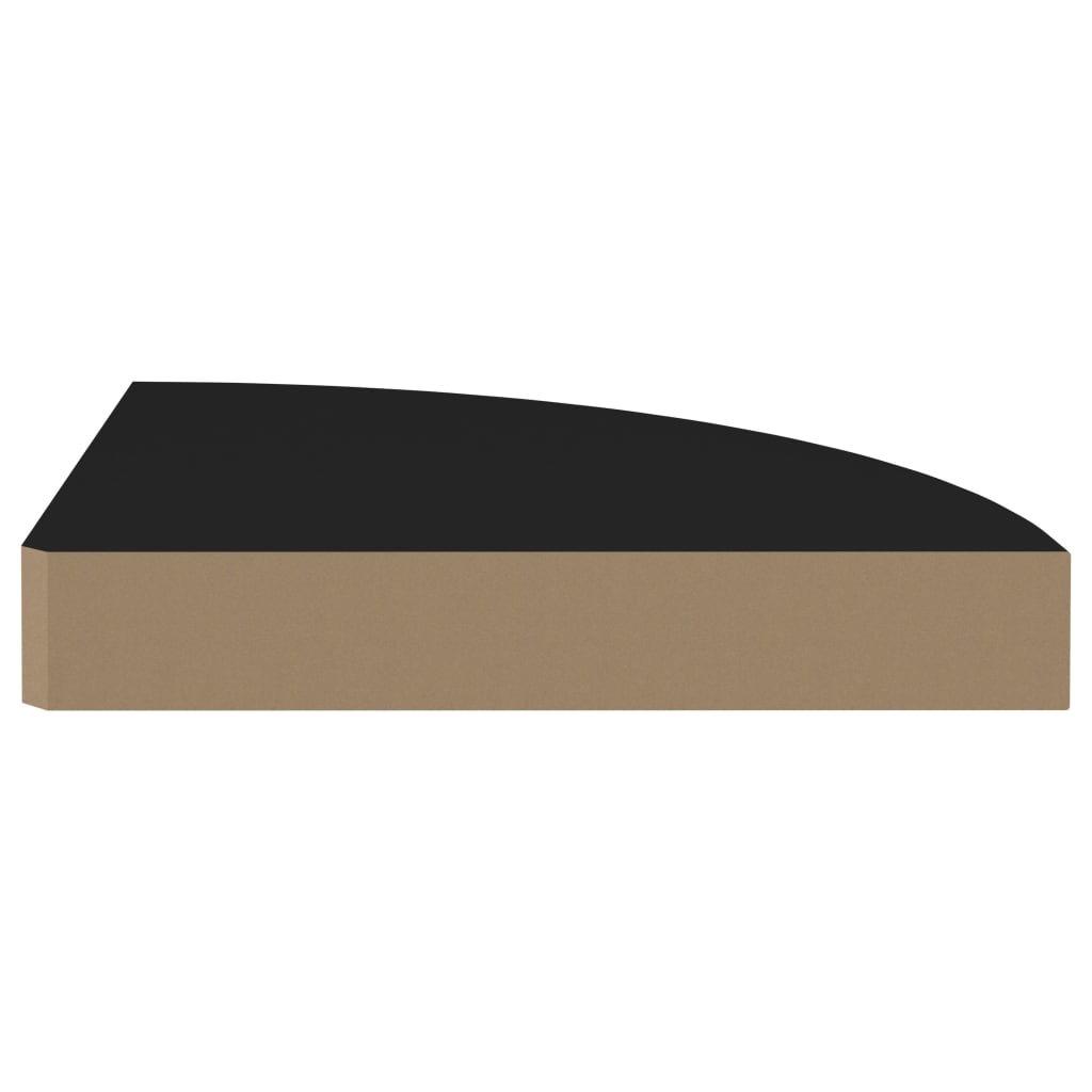 Svävande hörnhylla svart 25x25x3,8 cm MDF