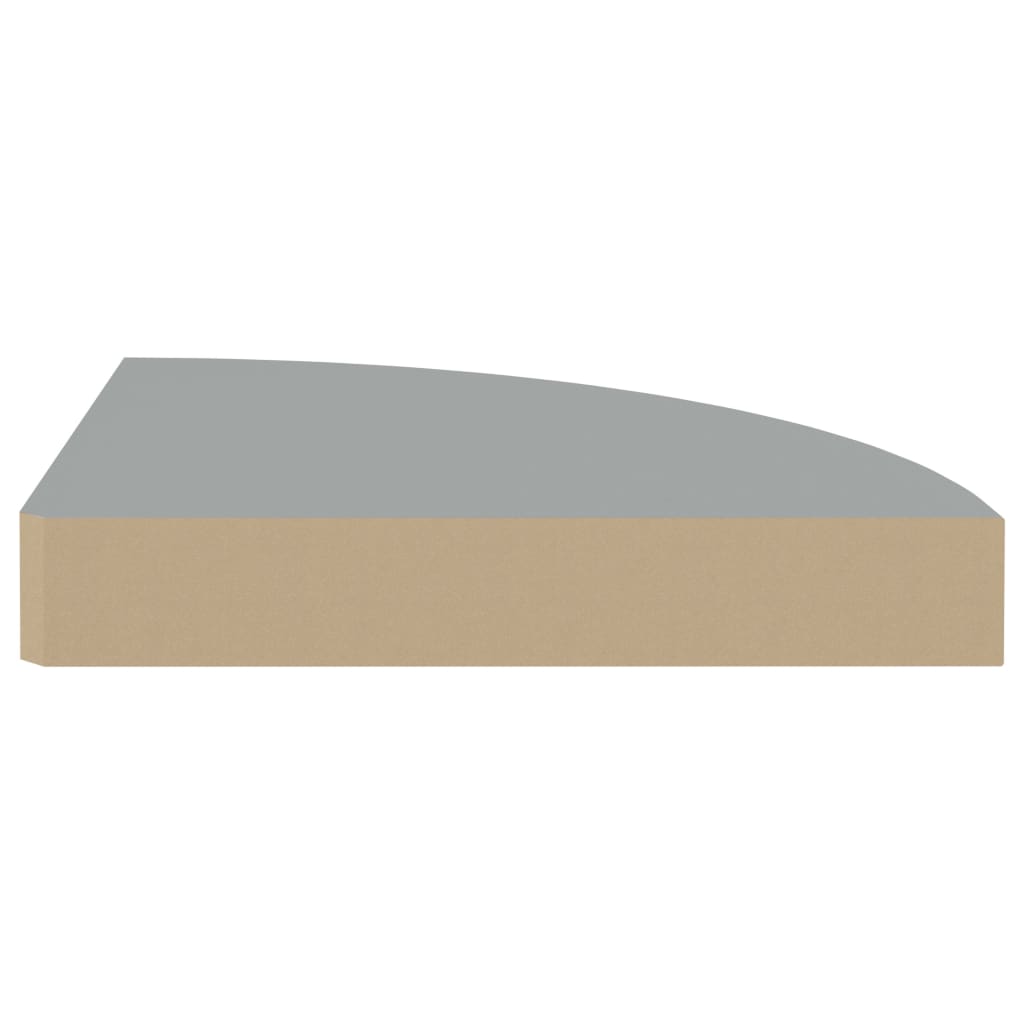 Svävande hörnhyllor 4 st grå 25x25x3,8 cm MDF