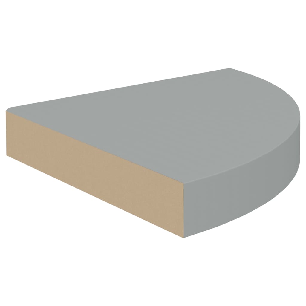 Svävande hörnhyllor 4 st grå 25x25x3,8 cm MDF