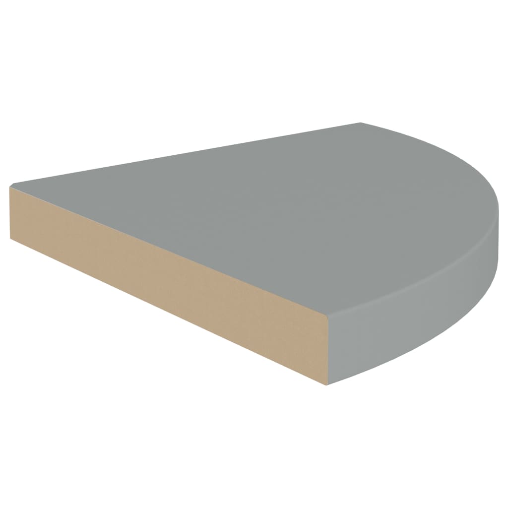 Svävande hörnhyllor 2 st grå 35x35x3,8 cm MDF
