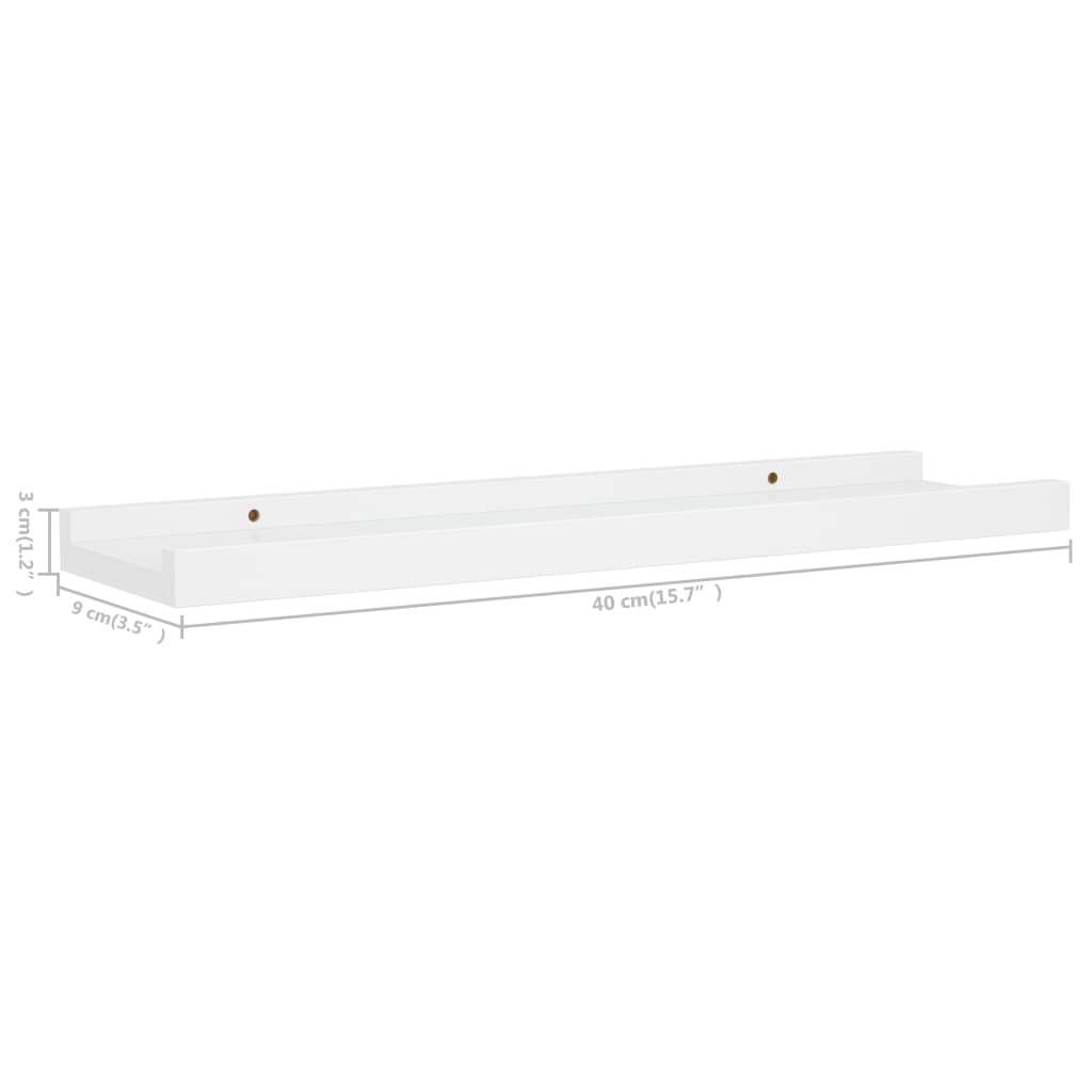 Tavellister 2 st vit 40x9x3 cm MDF