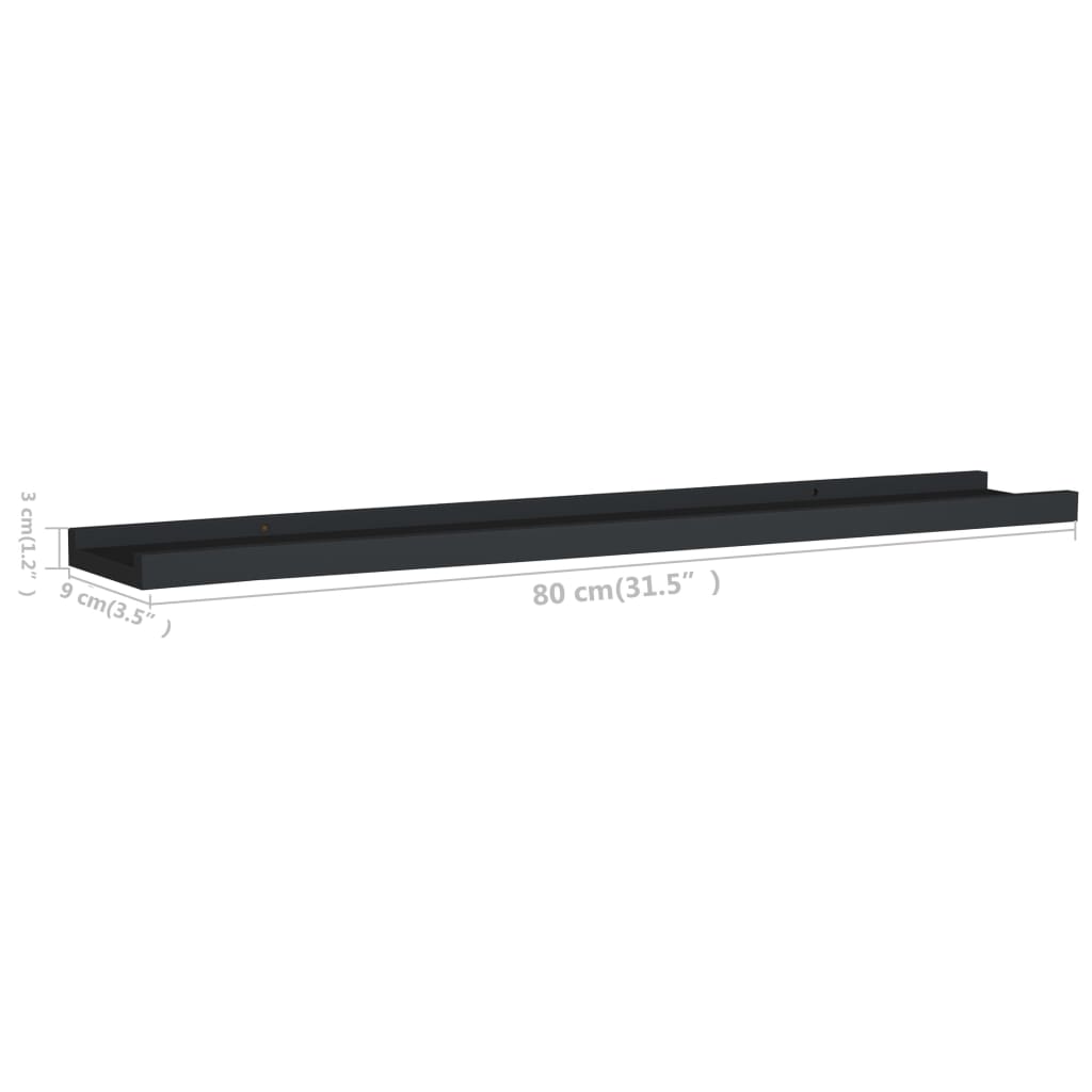 Tavellist 2 st svart 80x9x3 cm MDF
