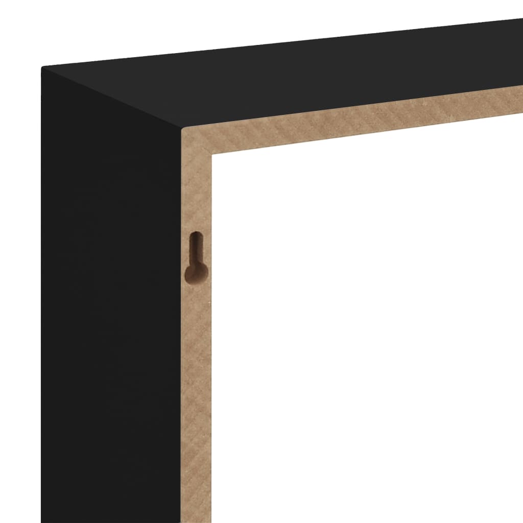 Vägghyllor kub 3 st svart MDF
