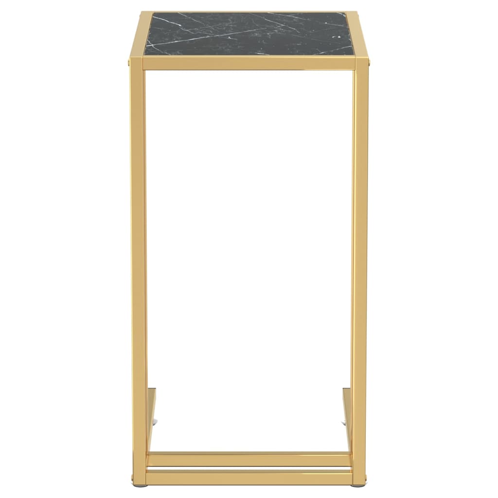 Sidobord till datorbord svart marmor 50x35x65 cm härdat glas