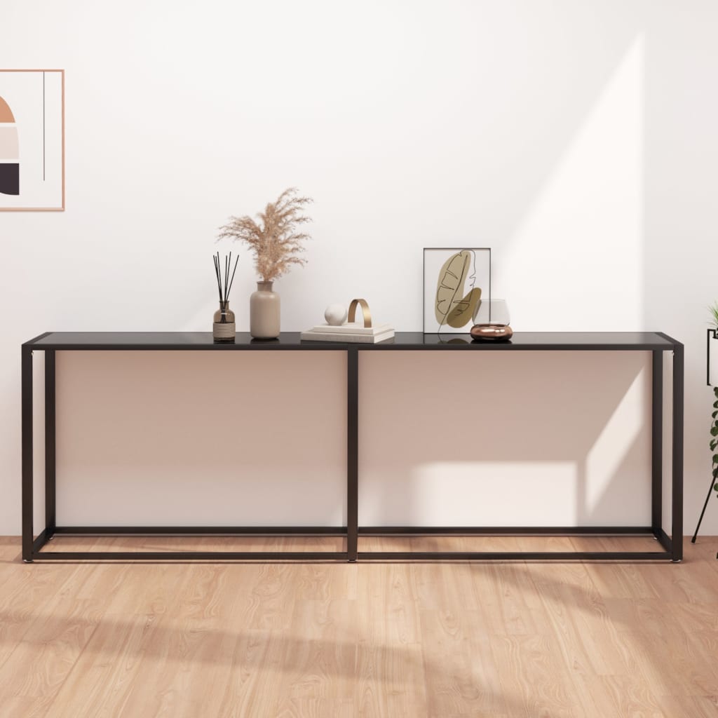 Konsolbord svart 220x35x75,5 cm härdat glas