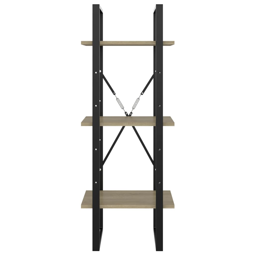 Bokhylla 3 hyllor sonoma-ek 40x30x105 cm konstruerat trä