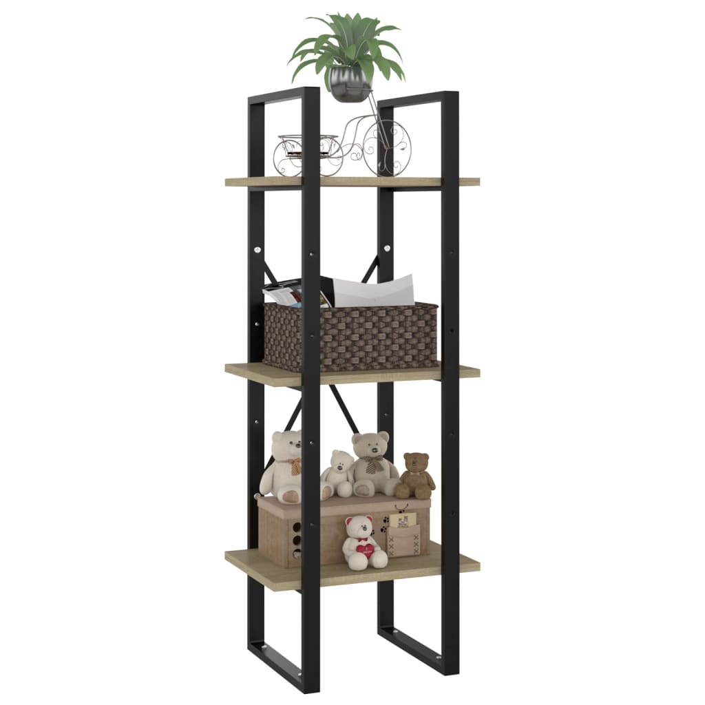 Bokhylla 3 hyllor sonoma-ek 40x30x105 cm konstruerat trä