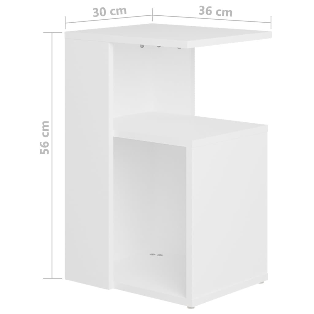 Sidobord vit 36x30x56 cm konstruerat trä