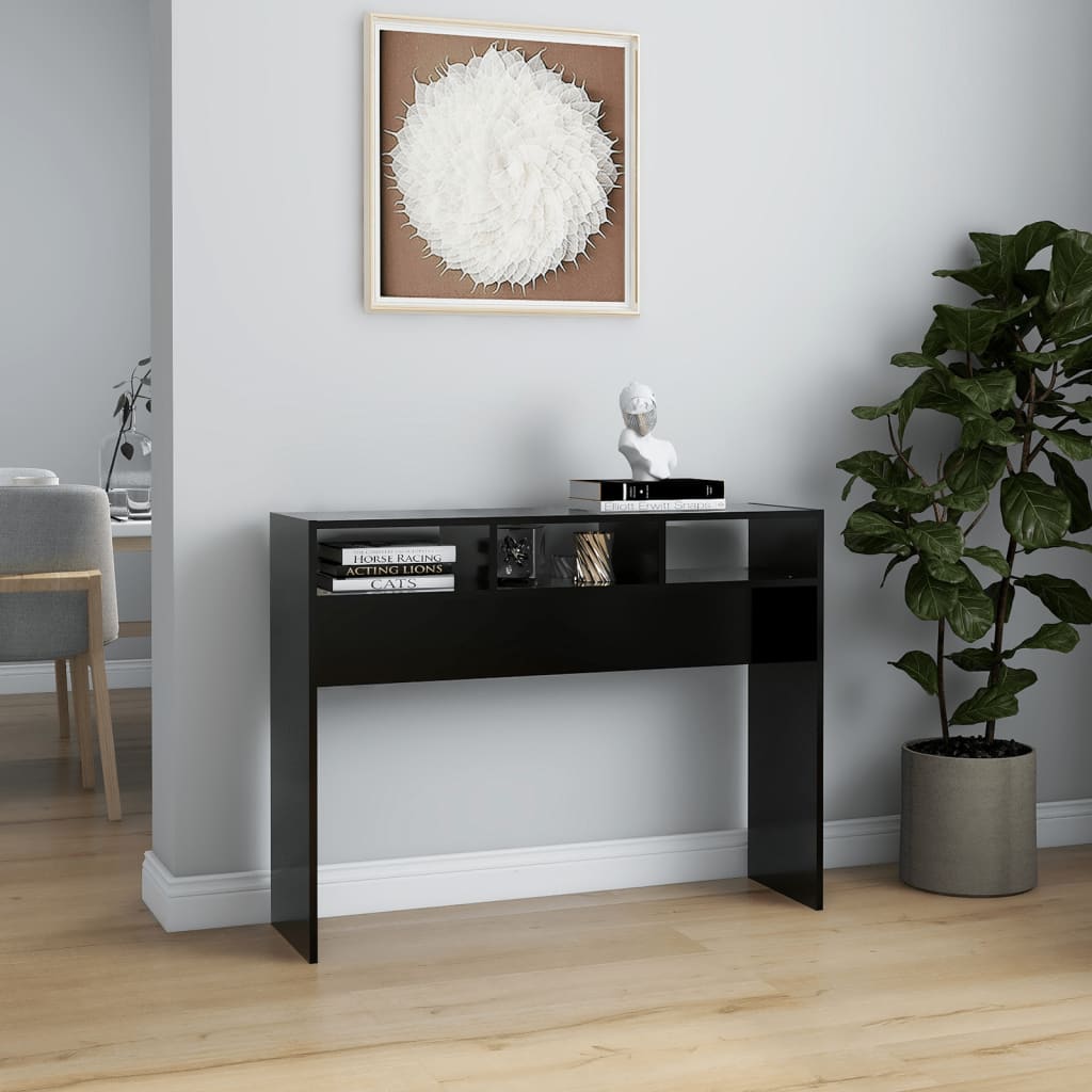 Sidobord svart 105x30x80 cm konstruerat trä