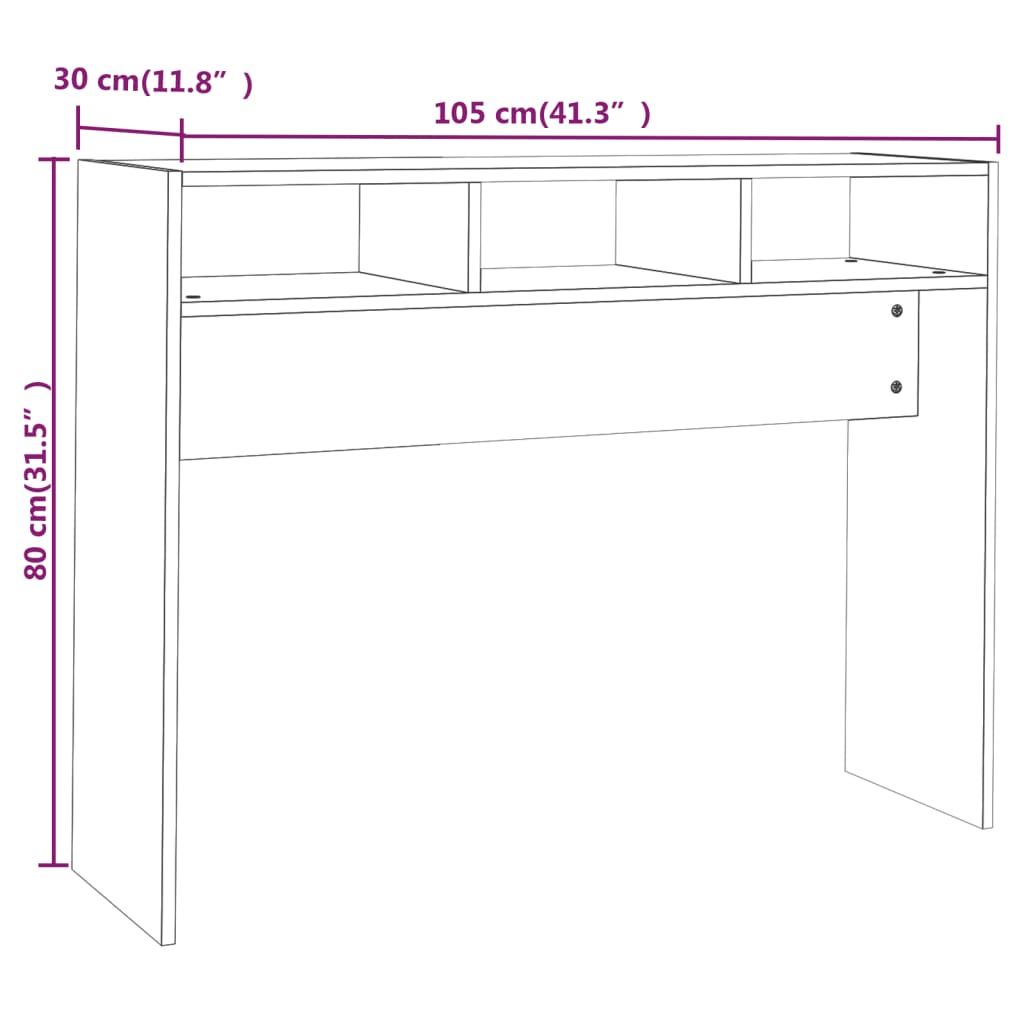 Avlastningsbord sonoma ek 105x30x80 cm konstruerat trä