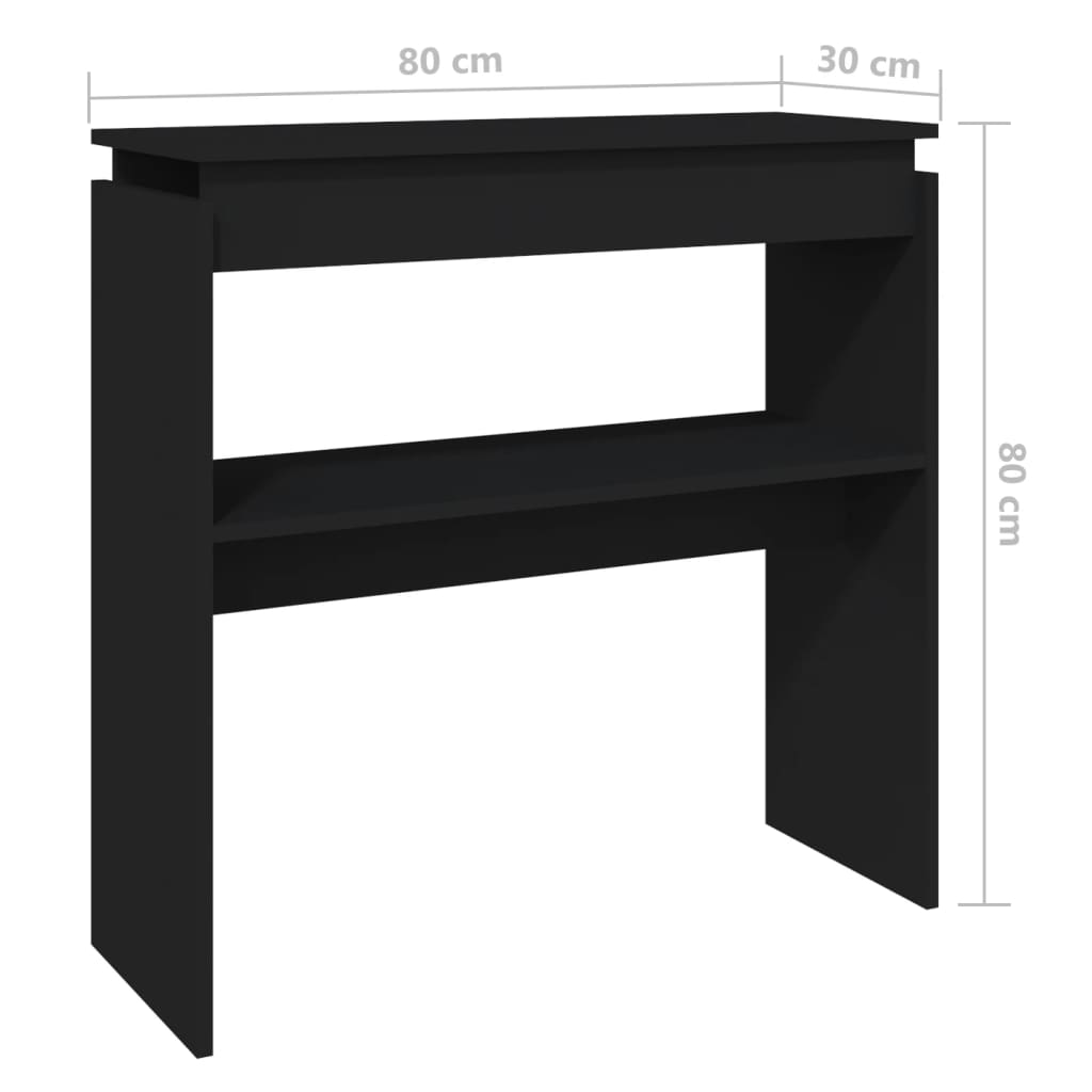 Sidobord svart 80x30x80 cm konstruerat trä