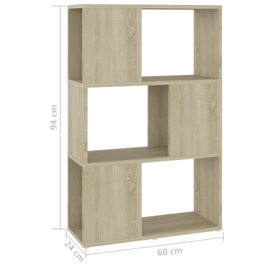 Bokhylla/Rumsavdelare sonoma-ek 60x24x94 cm konstruerat trä