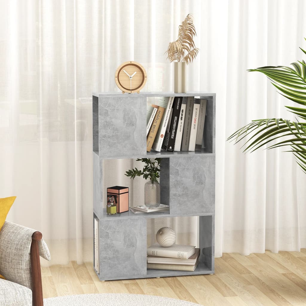 Bokhylla/Rumsavdelare betonggrå 60x24x94 cm konstruerat trä